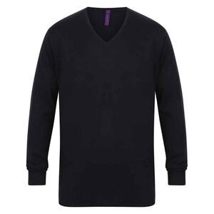 Henbury Mens Cotton Acrylic V Neck Sweatshirt / Navy